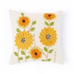 Ochre Spire Embroidered Cushion Cover Pack of 1, Mustard - Cushion Covers | haus & kinder