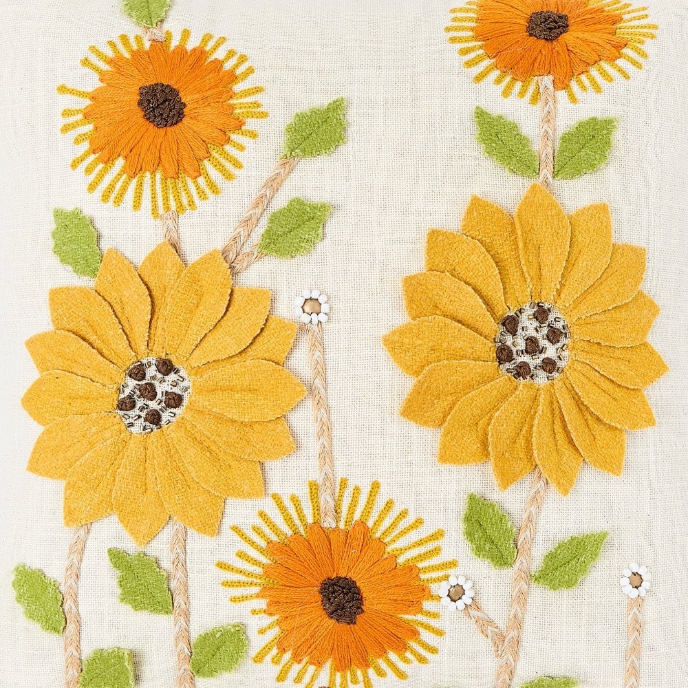 Ochre Spire Embroidered Cushion Cover Pack of 1, Mustard - Cushion Covers | haus & kinder