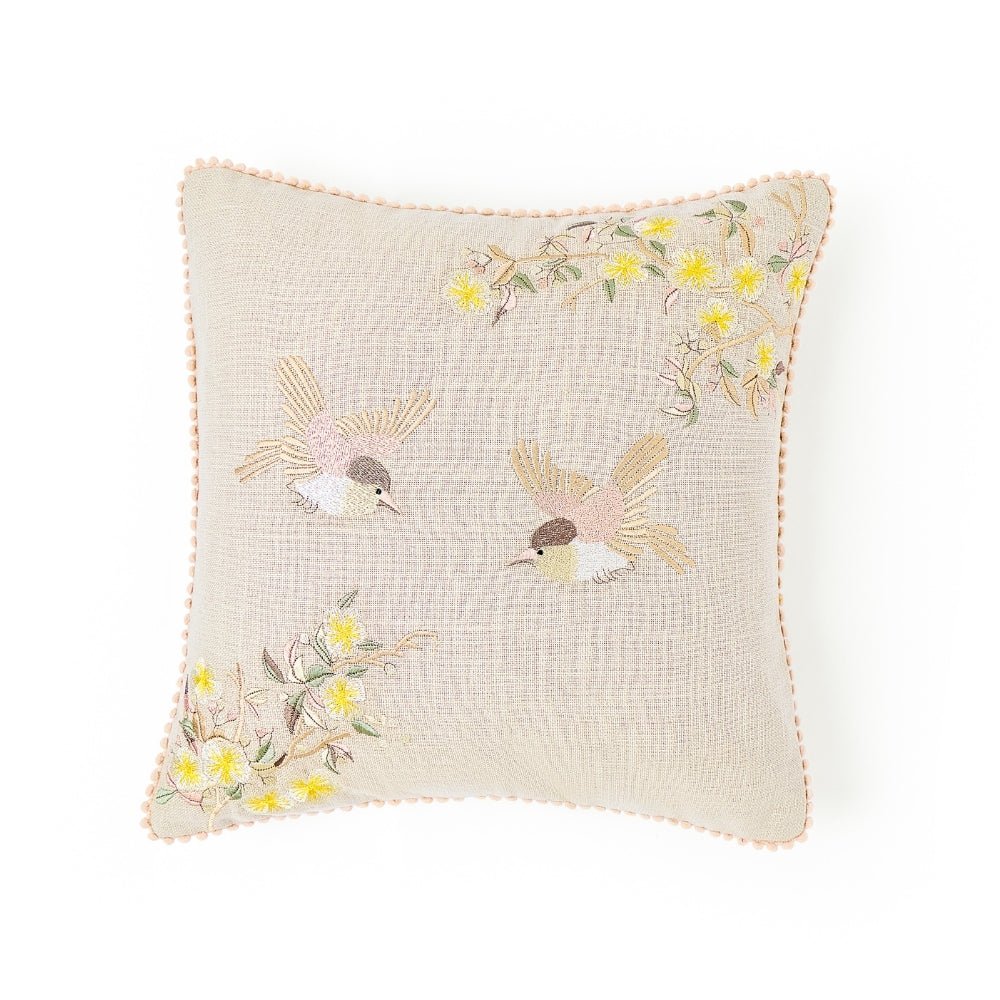 Arbor Wing Embroidered Cushion Cover Pack of 1, Beige - Cushion Covers | haus & kinder