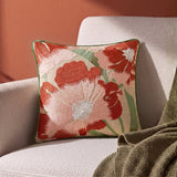 Botanical Bloom Embroidered Cushion Cover Pack of 1, Rust - Cushion Covers | haus & kinder