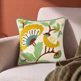 Bird & Bloom Embroidered Cushion Cover Pack of 1, Mustard - Cushion Covers | haus & kinder