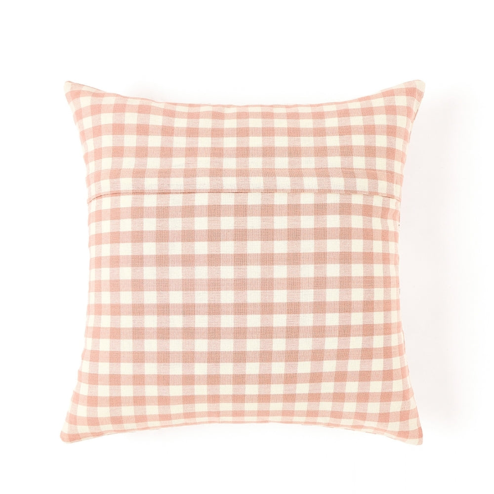 Petal Plaids Embroidered 100% Cotton Cushion Cover, Pack of 3