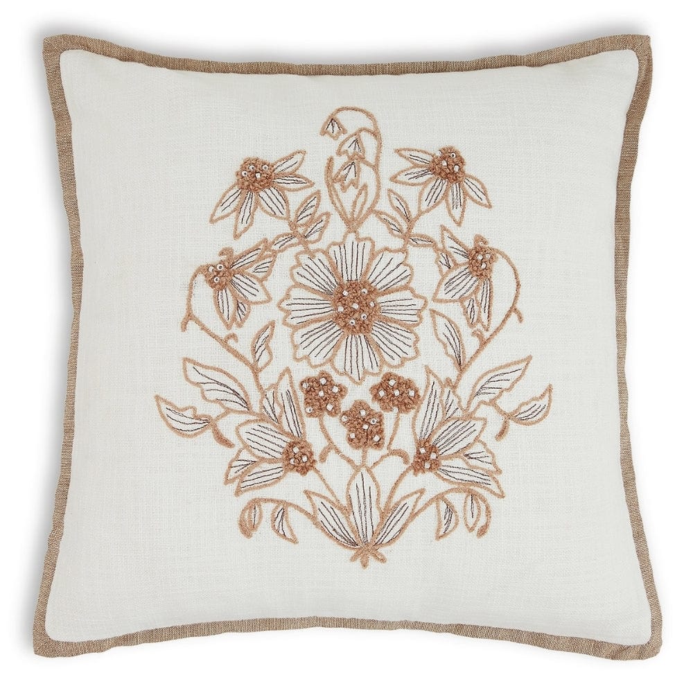 Embroidered Decorative Cushion Cover, Ivory Grace