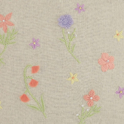 Embroidered Decorative Cushion Cover, Meadow Whimsy