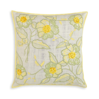 Embroidered Decorative Cushion Cover, Honeydew Harmony