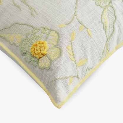 Embroidered Decorative Cushion Cover, Honeydew Harmony