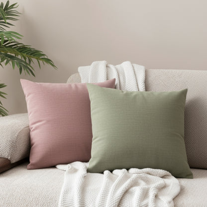 Earthstone Cotton Solid Cushion Covers, Oil Green & Pink Stone
