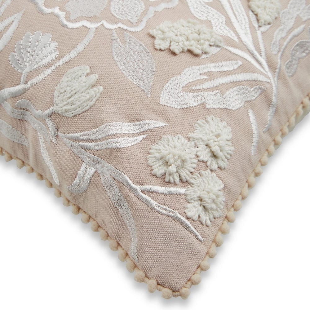 Embroidered Decorative Cushion Cover, Serene Botanica