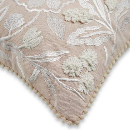Embroidered Decorative Cushion Cover, Serene Botanica