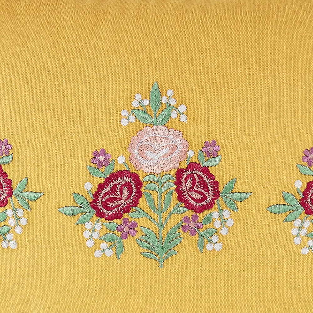 Embroidered Decorative Cushion Cover,Golden Bloom Garden