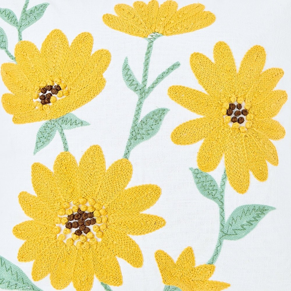 Canopy Gold Embroidered Cushion Cover Pack of 1, Mustard - Cushion Covers | haus & kinder