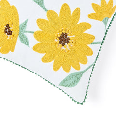 Canopy Gold Embroidered Cushion Cover Pack of 1, Mustard - Cushion Covers | haus & kinder