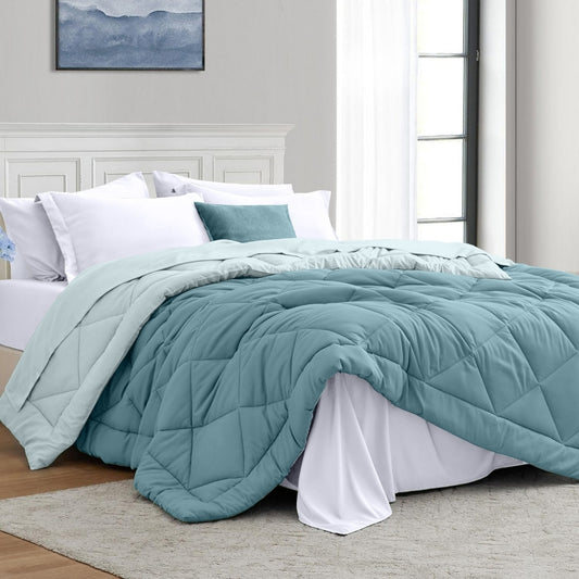 Comfy Flip Solid Reversibe Comforter, Sky & Denim