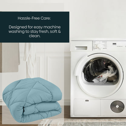 Comfy Flip Solid Reversible Comforter, Sky & Denim (220 GSM)