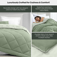 Comfy Flip Solid Reversible Comforter, Sage Green & Olive - Comforter | haus & kinder