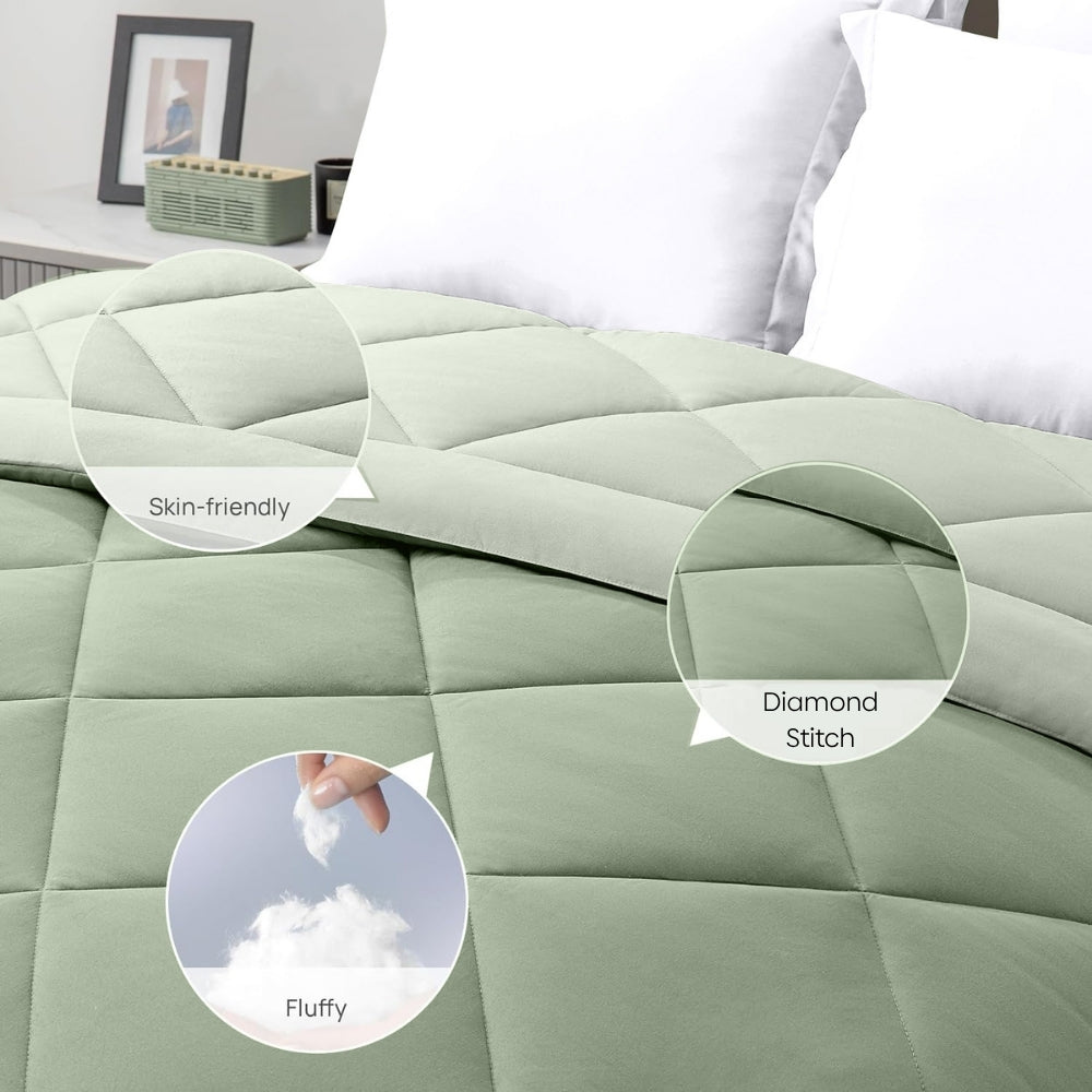 Comfy Flip Solid Reversible Comforter, Sage Green & Olive