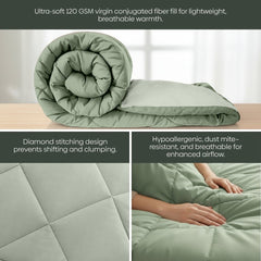 Comfy Flip Solid Reversible Comforter, Sage Green & Olive - Comforter | haus & kinder