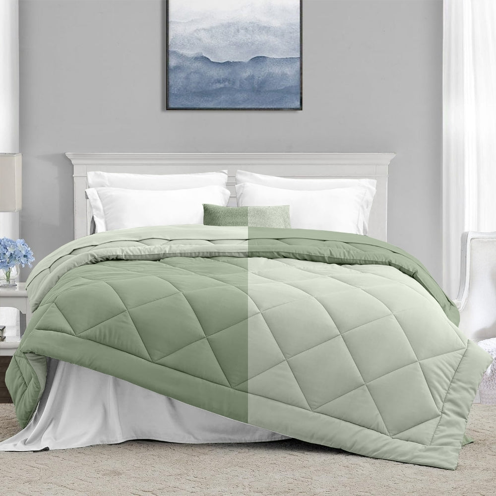 Comfy Flip Solid Reversible Comforter, Sage Green & Olive