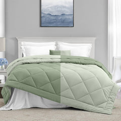 Comfy Flip Solid Reversible Comforter, Sage Green & Olive - Comforter | haus & kinder