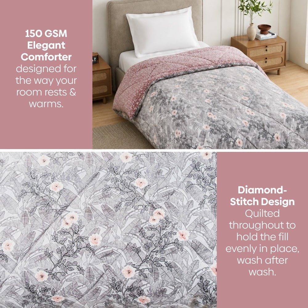 Blush Botanica Printed Comforter, (150 GSM) - Comforter | haus & kinder