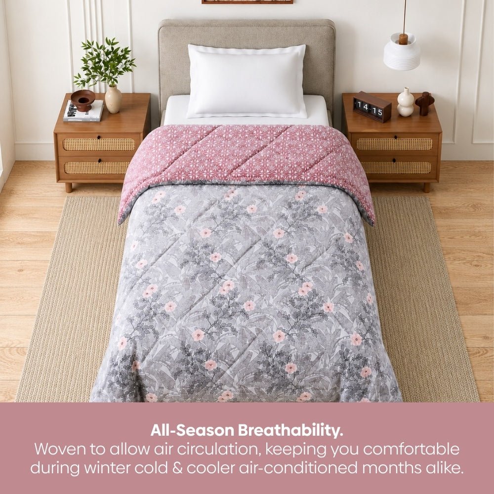 Blush Botanica Printed Comforter, (150 GSM) - Comforter | haus & kinder