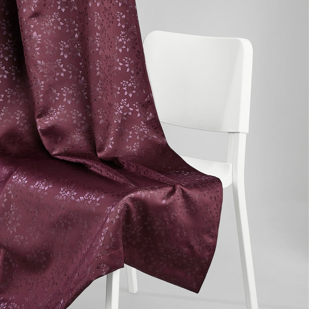 Blackout Solid With Embossed Design Elysian Bloom Pack Of 2 Curtain, Wine