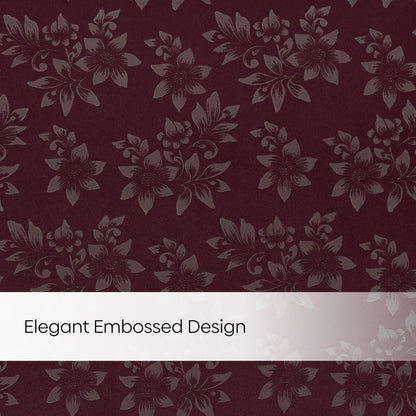 Blackout Solid With Embossed Design Elysian Bloom Pack Of 2 Curtain, Wine