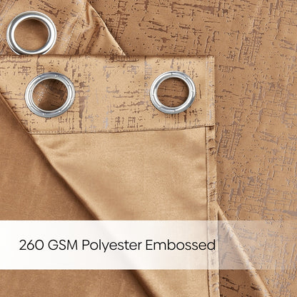 Blackout Solid With Embossed Design Earthveil Pack Of 2 Curtain, Taupe