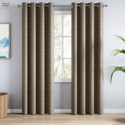 Blackout Solid With Embossed Design Earthveil Pack Of 2 Curtain, Metal Grey