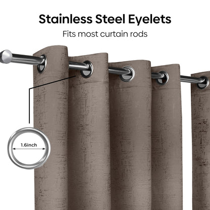 Blackout Solid With Embossed Design Earthveil Pack Of 2 Curtain, Metal Grey