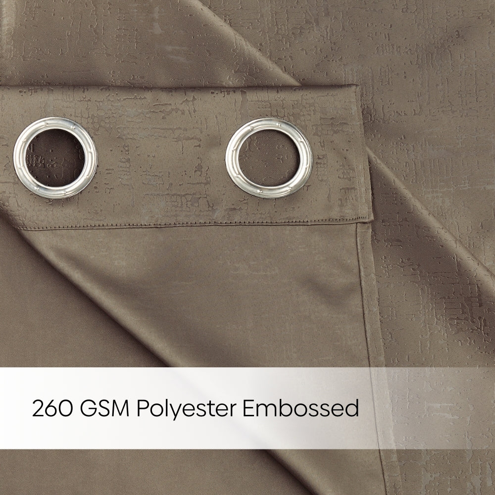 Blackout Solid With Embossed Design Earthveil Pack Of 2 Curtain, Metal Grey