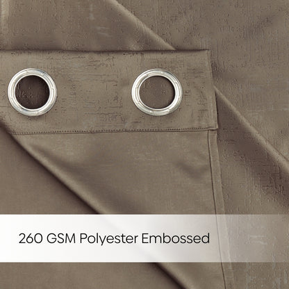 Blackout Solid With Embossed Design Earthveil Pack Of 2 Curtain, Metal Grey