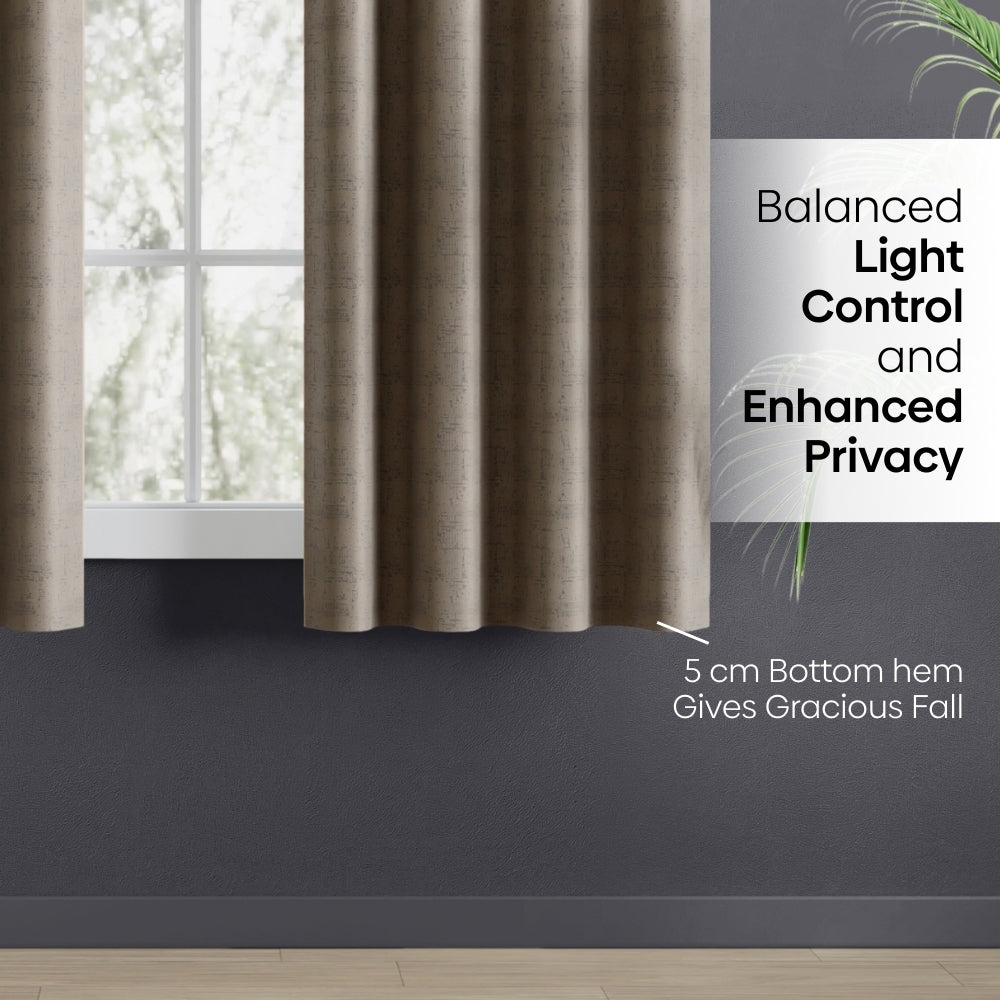 Blackout Solid With Embossed Design Earthveil Pack Of 2 Curtain, Metal Grey