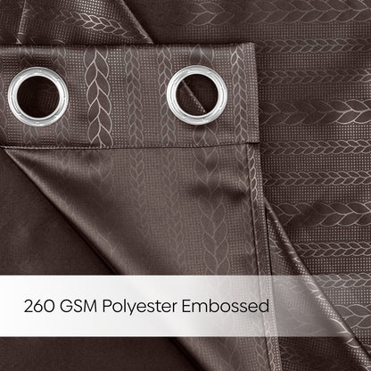 Blackout Solid With Embossed Design Cordova Pack Of 2 Curtain, Mocha