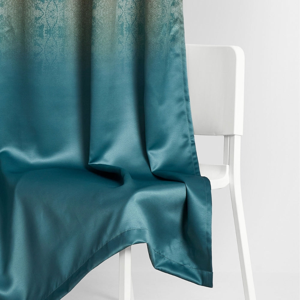 Blackout Panel Digital Printed Pack Of 2 Curtain, Teal