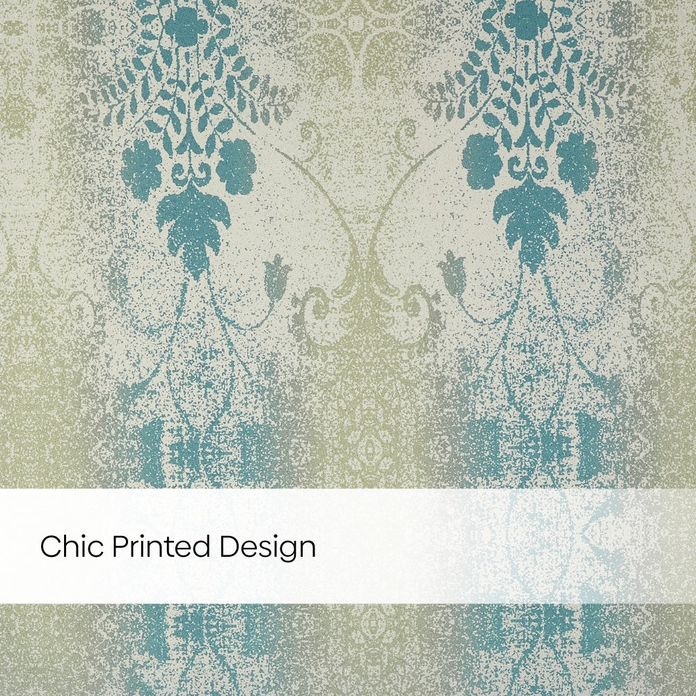 Blackout Panel Digital Printed Pack Of 2 Curtain, Teal