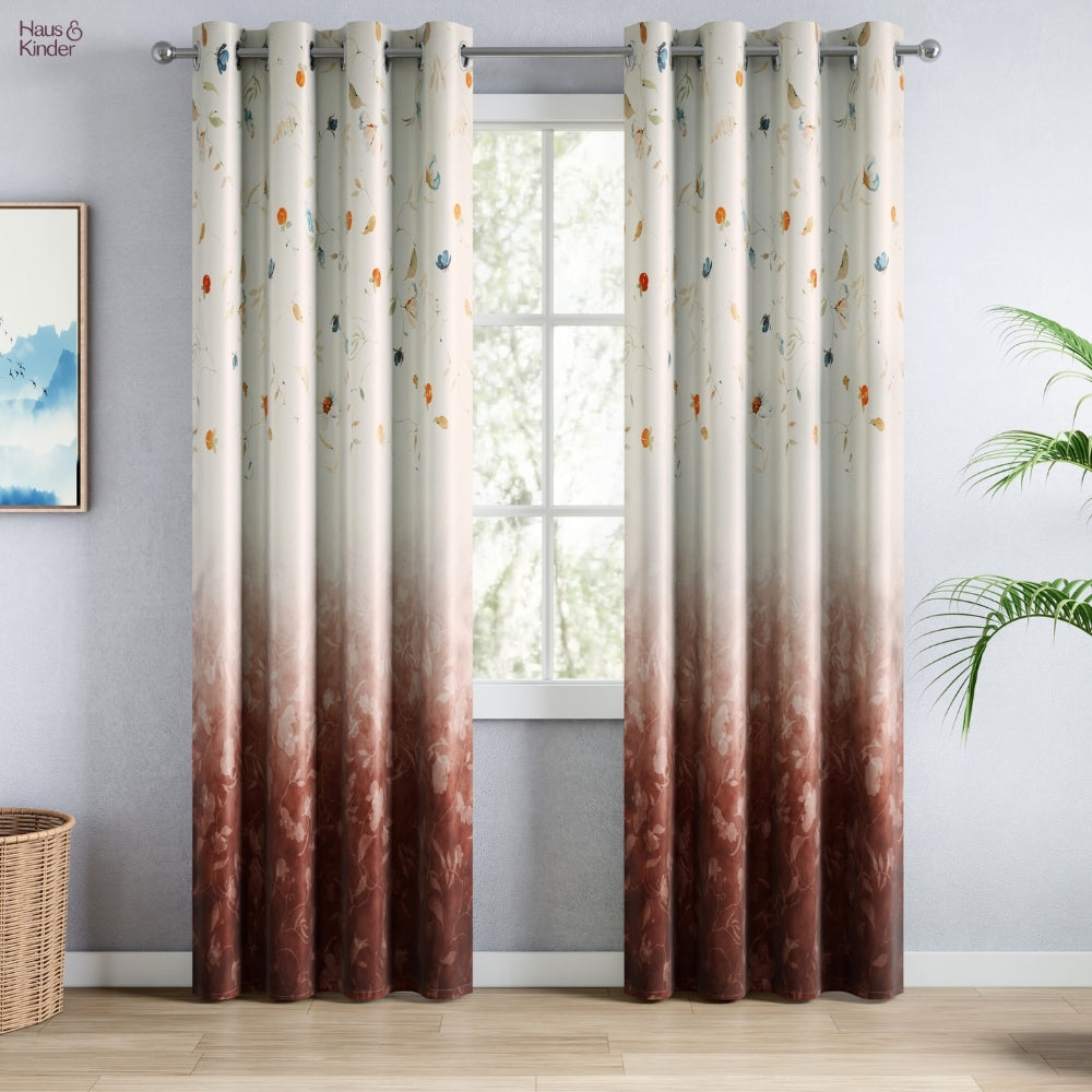 Blackout Panel Digital Printed Pack Of 2 Curtain, Multicolor