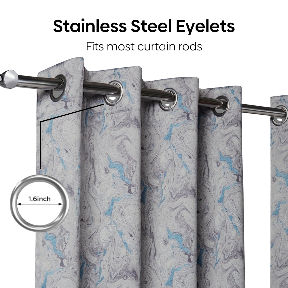 Blackout Digital Printed Pack Of 2 Curtain, Grey