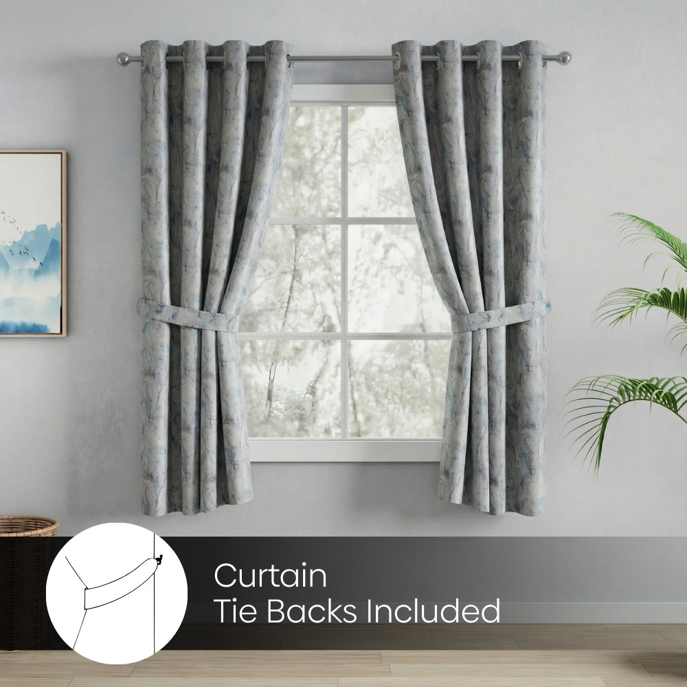 Blackout Digital Printed Pack Of 2 Curtain, Grey