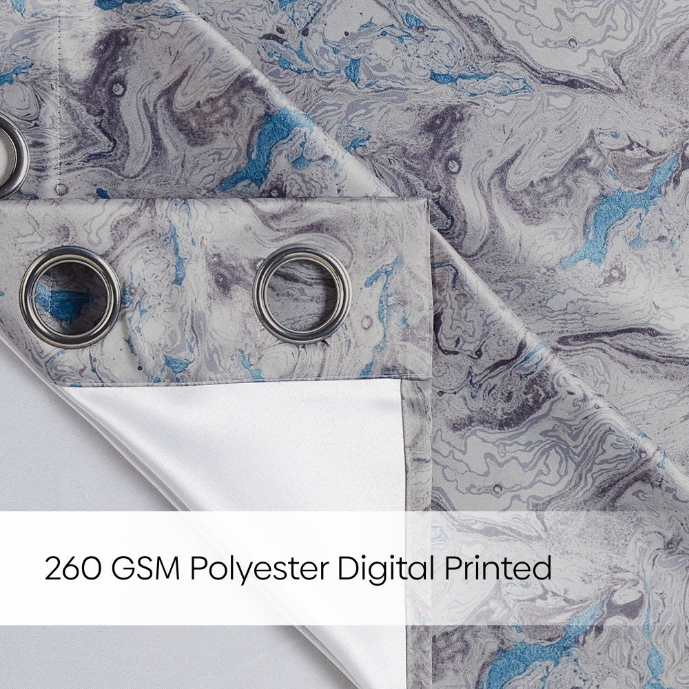 Blackout Digital Printed Pack Of 2 Curtain, Grey