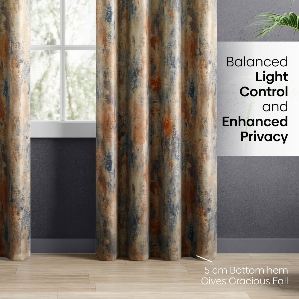 Blackout Digital Printed Pack Of 2 Curtain Fresco Drift, Multicolor - Blackout Curtains | haus & kinder