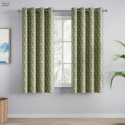 Blackout Digital Printed Pack Of 2 Curtain, Mist