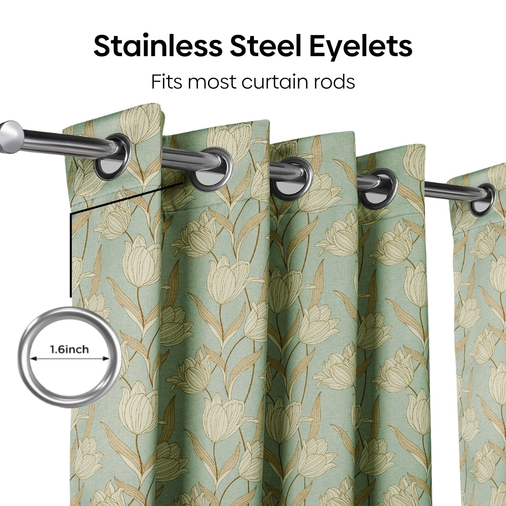 Blackout Digital Printed Pack Of 2 Curtain, Mist