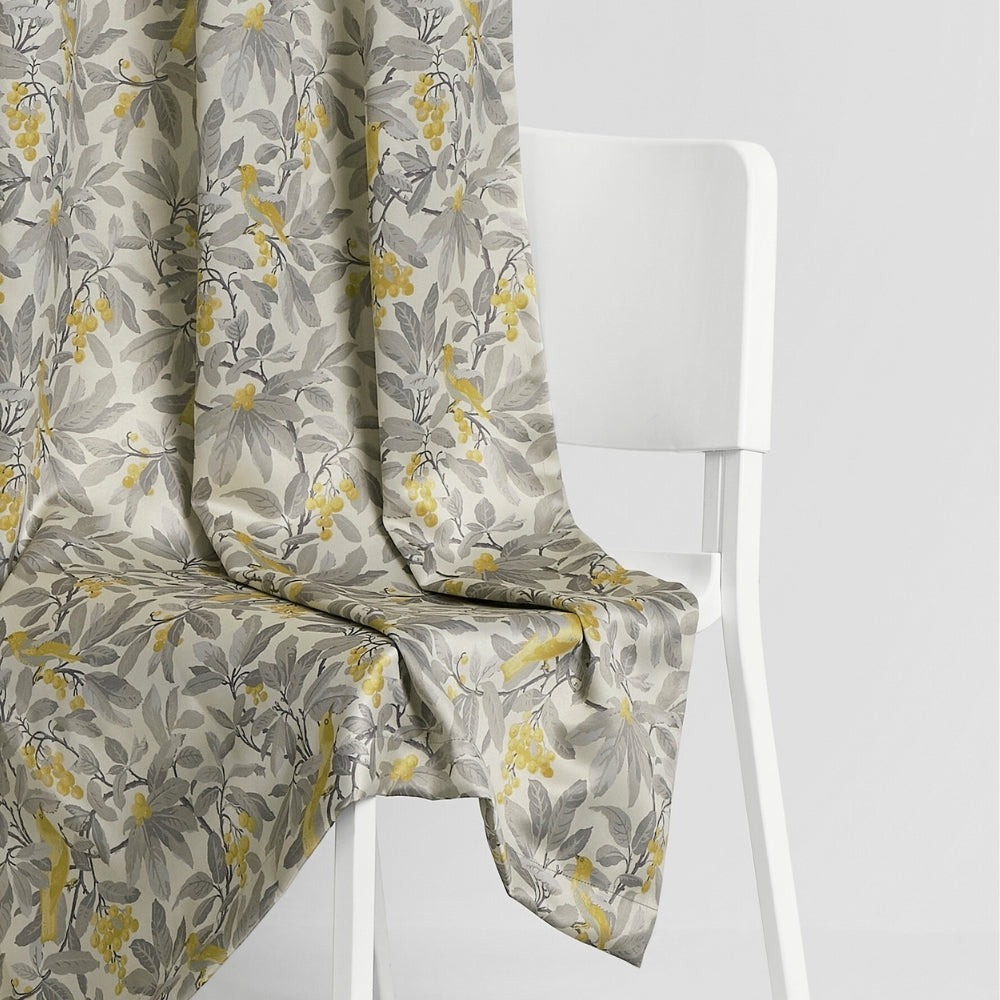 Blackout Digital Printed Pack Of 2 Curtain Amber Aviary, Grey