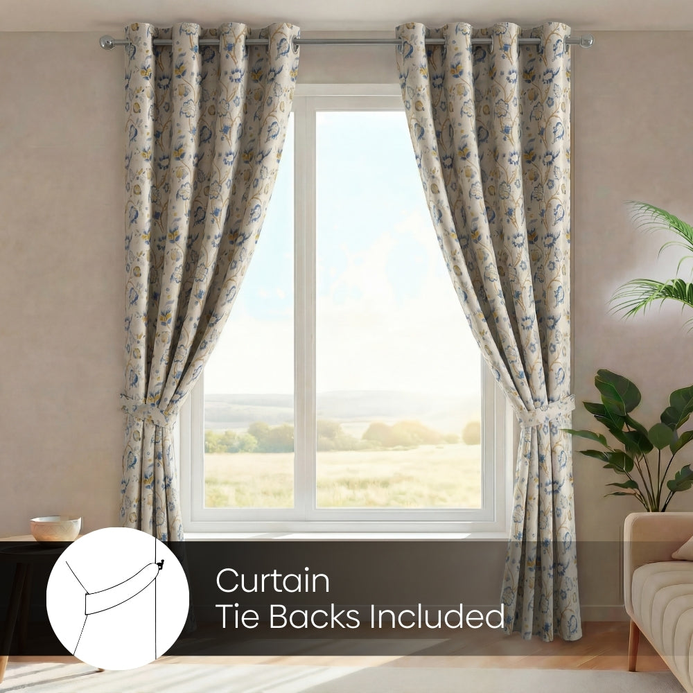 Blackout Digital Printed Pack Of 2 Curtain, Blue