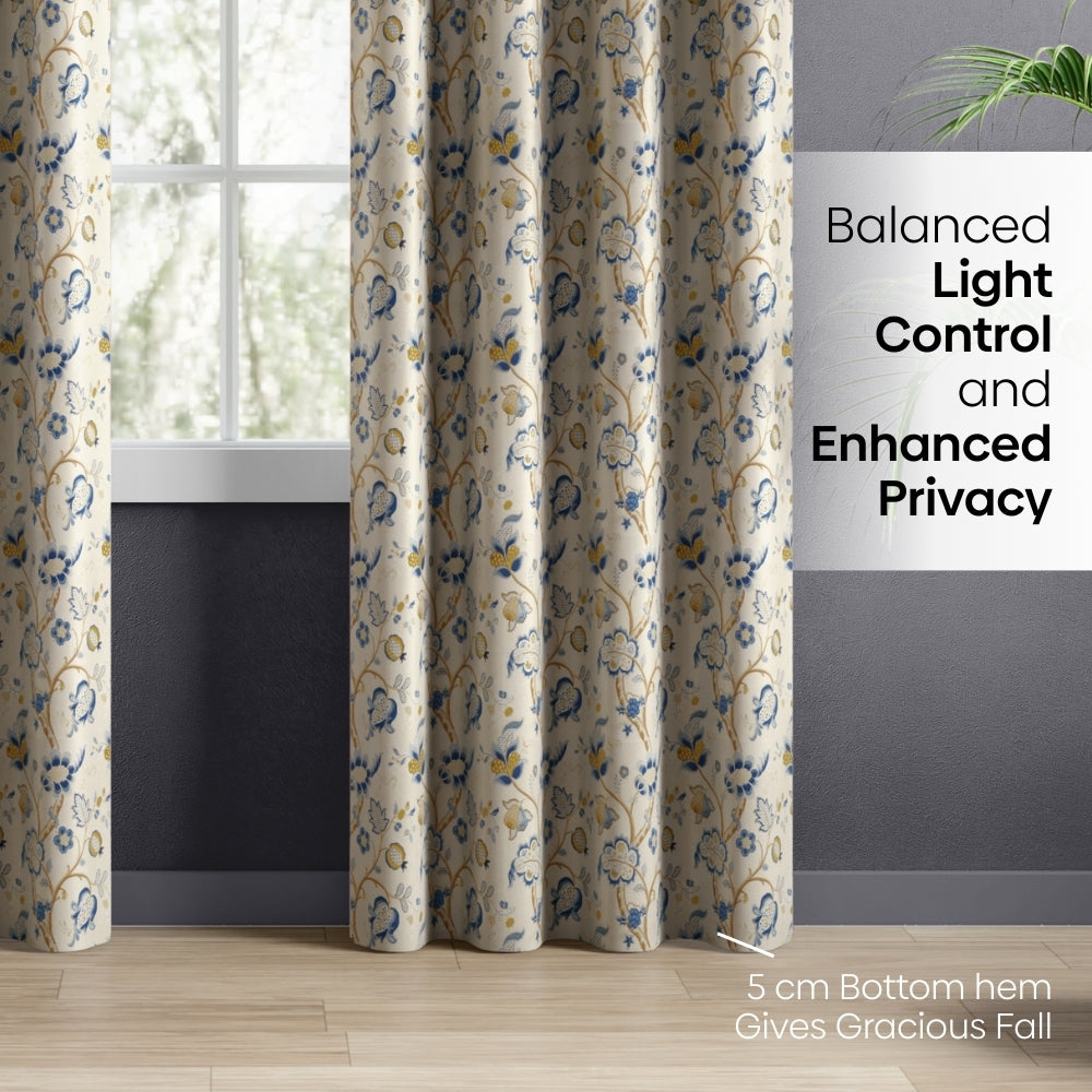 Blackout Digital Printed Pack Of 2 Curtain, Blue