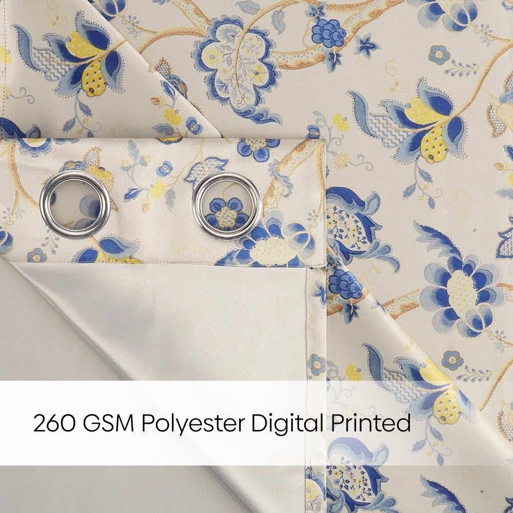 Blackout Digital Printed Pack Of 2 Curtain, Blue