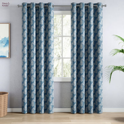 Blackout Digital Printed Pack Of 2 Curtain, Pale Blue