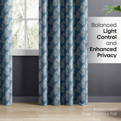 Blackout Digital Printed Pack Of 2 Curtain, Pale Blue