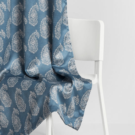 Blackout Digital Printed Pack Of 2 Curtain, Pale Blue